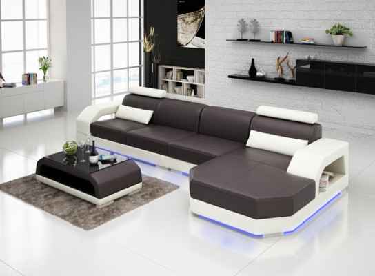Ledercouch Wunnlandschaft Canapé Eck Garnitur Design Modern Canapé G8001C