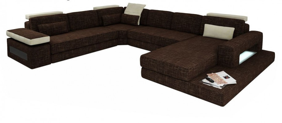 U-Form Canapé Design Polster Eck Modern Sofas Textil Wunnlandschaft Eckcanapé Stoff