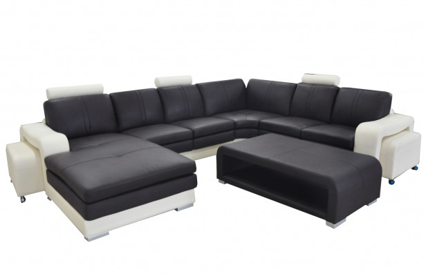 Lieder Eck Canapé +USB, Sofa Polster Sëtz Miwwel Garnitur Landschaft Modern Design