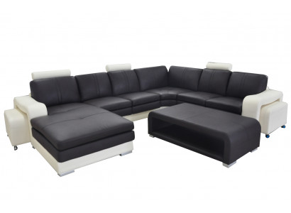 Lieder Eck Canapé +USB, Sofa Polster Sëtz Miwwel Garnitur Landschaft Modern Design