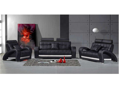 Ledersofa mat USB Wunnlandschaft 3+2+1 Sëtzer Garnitur Design Modern Sofa B2023