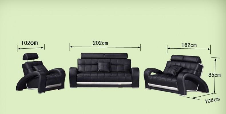 Ledersofa mat USB Wunnlandschaft 3+2+1 Sëtzer Garnitur Design Modern Sofa B2023