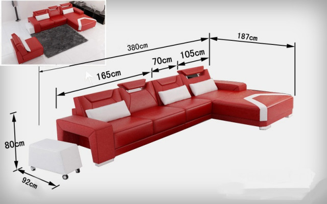 Ledersofa Canapé Wunnlandschaft Ecksofa Eck Garnitur Design Modern Sofa F3011C