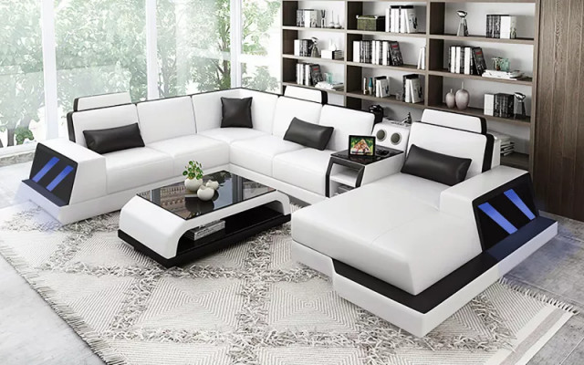 Wunnlandschaft Ecksofa Sofa Design Couch Sofae Eckgarnitur Couchen Dësch 2tlg.