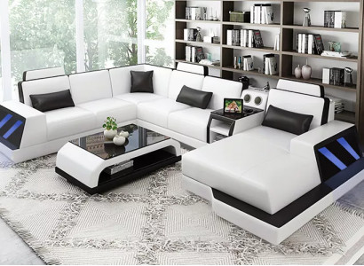 Wunnlandschaft Ecksofa Sofa Design Couch Sofae Eckgarnitur Couchen Dësch 2tlg.