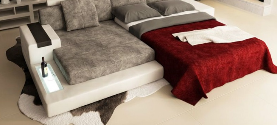 Eckcouch Wunnzëmmer L-Form Polster Canapé Textil Design NEI Modern