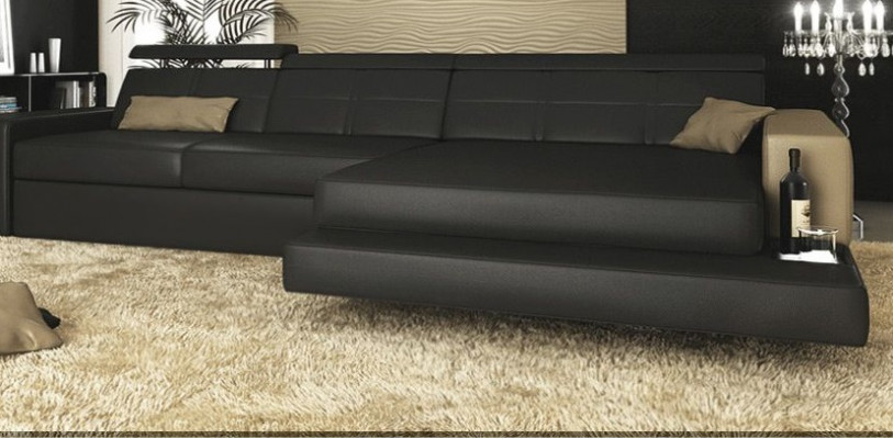 Eckcouch Canapé Polster Wongelandschaft Eck Ecke Lieder Sofa Schwaarz L Form