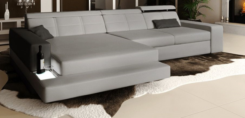 Design Eckcouch L-Form Kanapé Polster Stoff Luxus-Wunnzëmmer-Couch Sëtzbänk