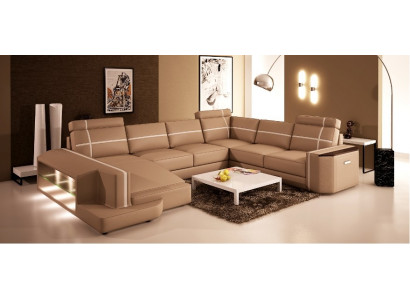 Eis U-fërmeg Ledersofa Modern am exquisite Designerstil.