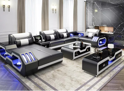 Design Eckgarnitur Ecksofa Sofa Couch Sofas Couchen Dësch 2stécker Wunlandschaft