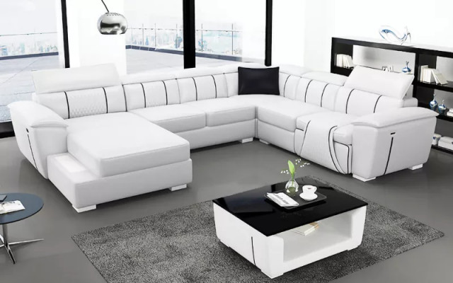 Design Canapé Ecksofa Eckgarnitur Sofa Sofas Canapéen Dësch 2tlg. Wunnlandschaft
