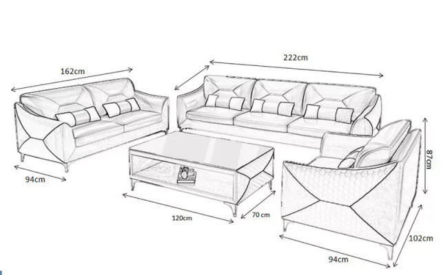Modern Sofa Sofagarnitur 321 Sëtz Couchtisch Garnituren Lieder Grupp 4tlg