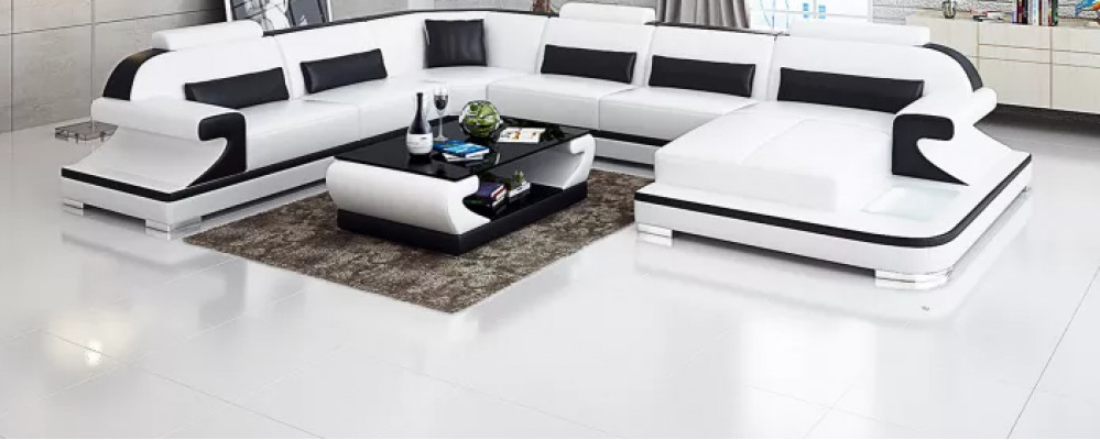 Design Canapé Eckcanapé Eckgarnitur Sofa Sofabriecher Couchen Dësch 2tlg. Wunnlandschaft