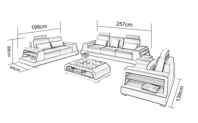 Design Sofa Sofagarnitur 321 Sëtz Couchtisch Garnituren Lieder Set Grupp 4-teileg