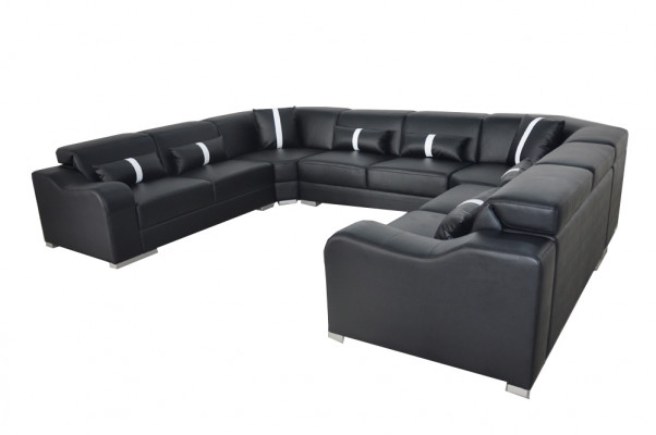 Leder Sofa Canapé USB Këssen Eck Garnitur Modern Wunnlandschaft U Form Design