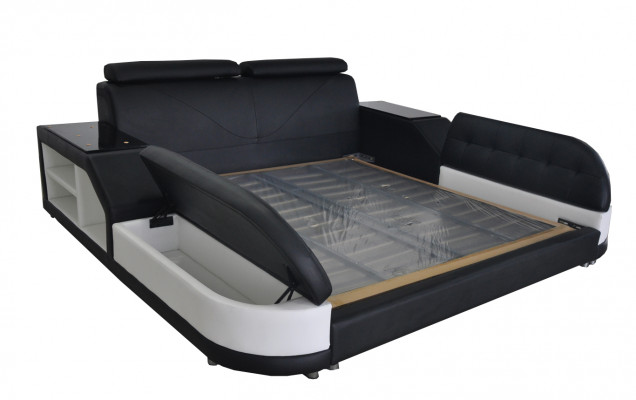 Design Bett XXL Grouss Lieder Hotel Polster 180x200 Multifunktion Regal USB Bett.