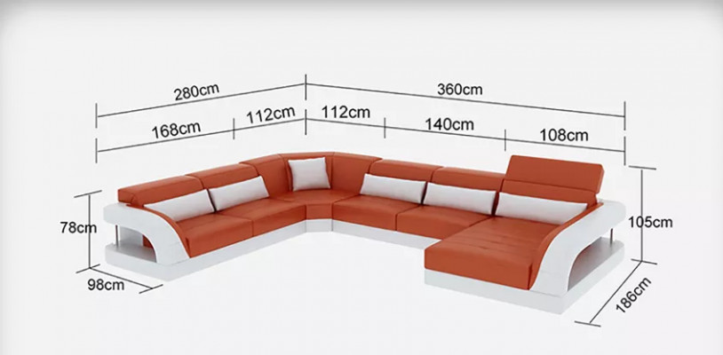 Ecksofa U-Form Modern Sofa Lieder Canapéen Polster Designer Sofaen Dësch 2-teileg