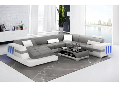 Designer Sofa Ecksofa Ledersofa Sofas U-Form Polster Canapé Wunnlandschaft Lieder