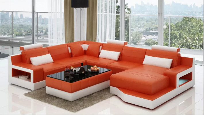 Lieder-Couch Ecksofa U-Form Wunnlandschaft Designer Sofa Modern Sofas Dësch