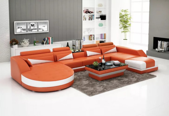 Eckgarnitur Sofa Polster Eckgruppé Wunnlandschaft Ledersofa Couchen Sofaen 2tlg.