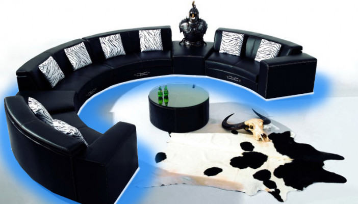 Rondssofa mat USB Canapé Grouss XXL Wunnlandschaft Ecksofa Rond Sofa Eck Polster