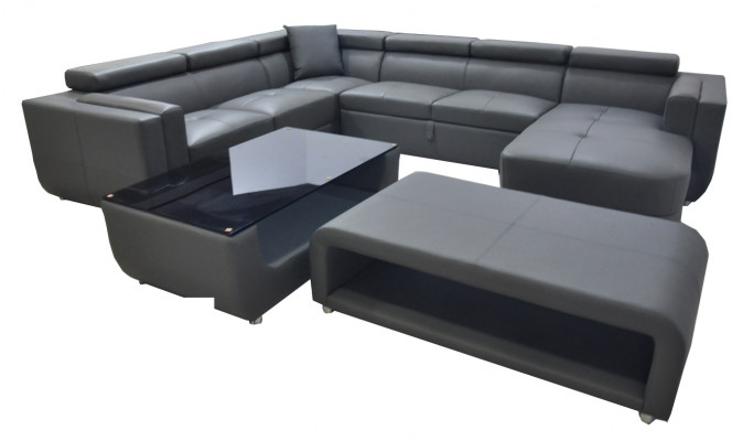 Couchgarnitur Modern Sofa Sëtzsektioun Lieder Couch Polster Eck Wunnlandschaft USB