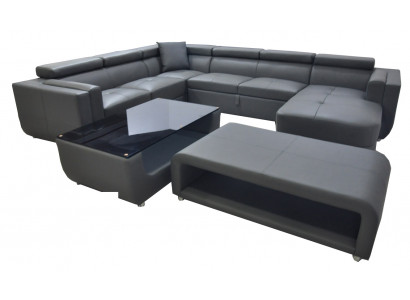 Couchgarnitur Modern Sofa Sëtzsektioun Lieder Couch Polster Eck Wunnlandschaft USB