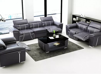 Sëtzgarnitur 321 Set Design Sofa Canapéen Polstersessel Couch Modernen Dësch Nei