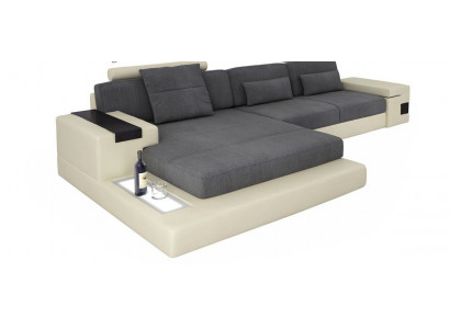 Luxus Sofa Canapé Eck Polsterméibel Wunnzëmmer L-Form Modern Design Textil Stoff