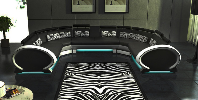 U-fërmeg Couch Sëtzkëssen Eck Lieder Ecksofa Modern Designer Couchë + USB