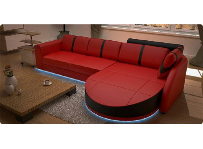 DESIGNERZUCHT SCHLOFZUCHT LEDERECKCOUCH mat USB LEDERSOFA ECKSOFA MAT BETTFUNKTION