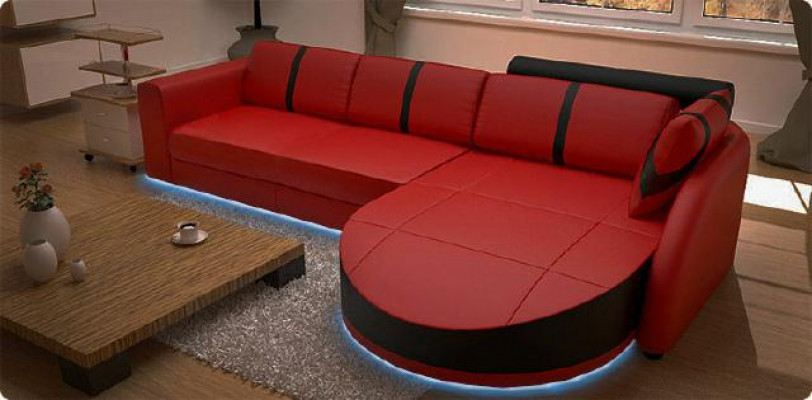 DESIGNERSOFA SCHLAFSOFA LËDER-ECKCOUCH NEI LËDERSOFA ECKSOFA MAT BETTFUNKTION