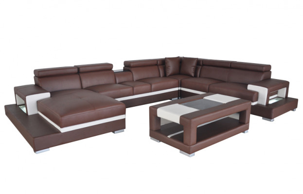 Design Liederpolster Sëtz Zëmmer Wunn Sofa Eck Couch mat USB Designer Garnitur
