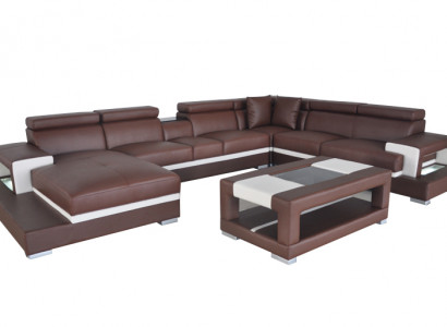 Design Liederpolster Sëtz Zëmmer Wunn Sofa Eck Couch mat USB Designer Garnitur