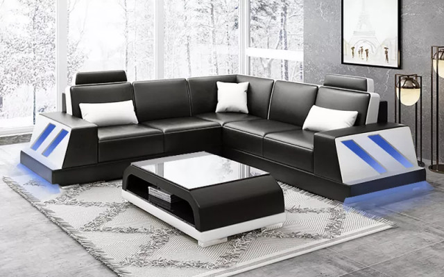 Ecksofa beliicht Led Couch Sofa Polster Eckgarnitur Sofa Garnitur Couchtisch