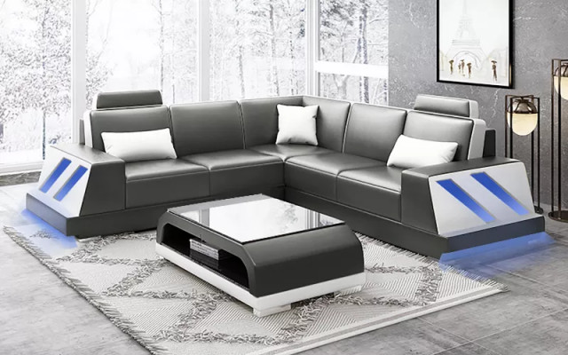 Ecksofa beliicht Led Couch Sofa Polster Eckgarnitur Sofa Garnitur Couchtisch