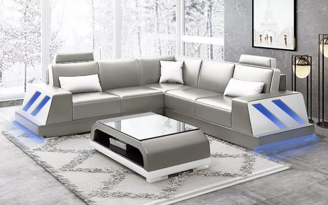 Ecksofa beliicht Led Couch Sofa Polster Eckgarnitur Sofa Garnitur Couchtisch