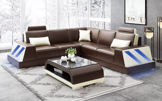 Ecksofa beliicht Led Couch Sofa Polster Eckgarnitur Sofa Garnitur Couchtisch