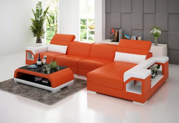 Ecksofa Polster Ecksofa Modern L-Form Dësch Sofa Wunnlandschaft 2-Stéck. Nei