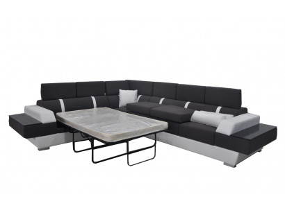 Couchset Moderne Canapé Eck Ecksofa Lieder Canapé Polster Wunnlandschaft USB