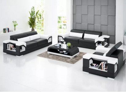 Sofagarnitur 3-2-1 Sëtzer Couchtisch Wunnlandschaft Ledersofa Modern Sofa Couch