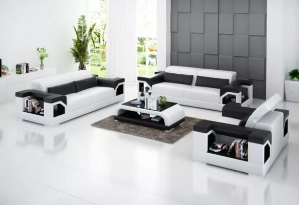 Sofagarnitur 3-2-1 Sëtzer Couchtisch Wunnlandschaft Ledersofa Modern Sofa Couch