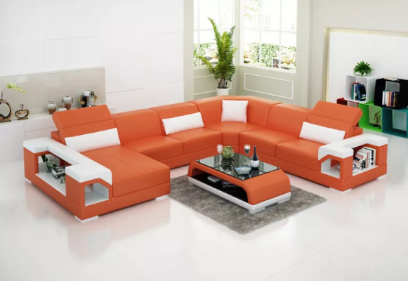Ecke Sofa Wunnlandschaft Eckcouch Eckgarnitur Polstersofa U-Form Ledersofa Canapé