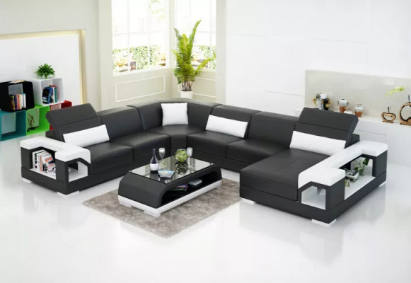 Ecke Sofa Wunnlandschaft Eckcouch Eckgarnitur Polstersofa U-Form Ledersofa Canapé