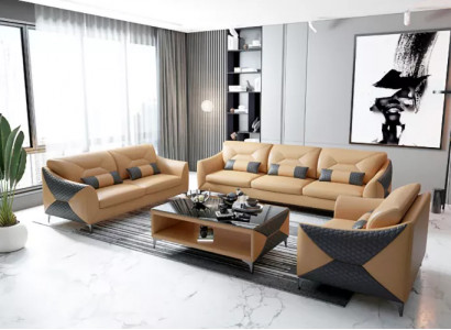 Sofagarnitur 321 Sëtzer Set Design Sofa Couchen Couch Luxus Neit Design Polster