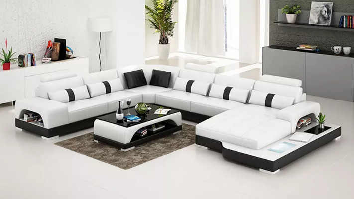 Eckcouch Polster Eckcouch U-Form Modern Couch Ledercouch Designer-Couch