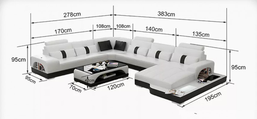 Eckcouch Polster Eckcouch U-Form Modern Couch Ledercouch Designer-Couch
