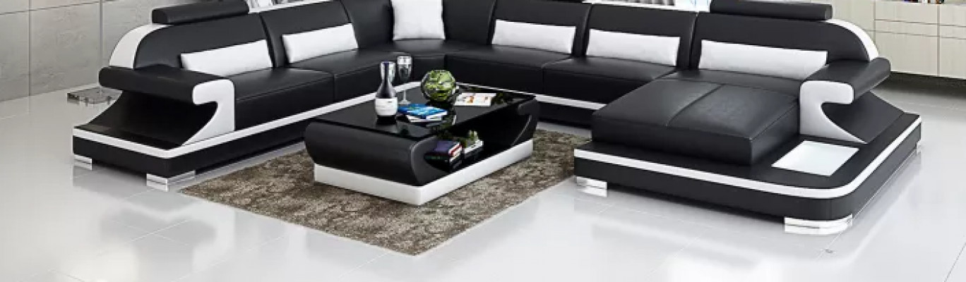 Wunnlandschaft Ecksofa U-Form Modern Soffa Ledersofa Eckgarnitur Polstersofa Couchen