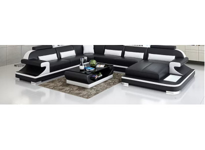 Wunnlandschaft Ecksofa U-Form Modern Soffa Ledersofa Eckgarnitur Polstersofa Couchen