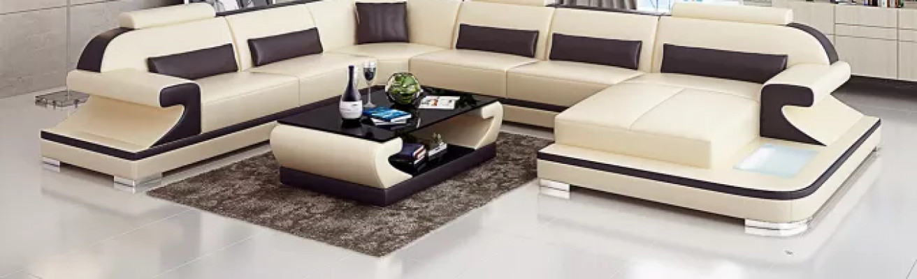 Wunnlandschaft Ecksofa U-Form Modern Soffa Ledersofa Eckgarnitur Polstersofa Couchen